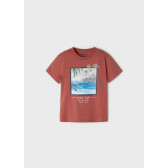 Тениска с морска щампа Surf Day, червена Mayoral 348041 