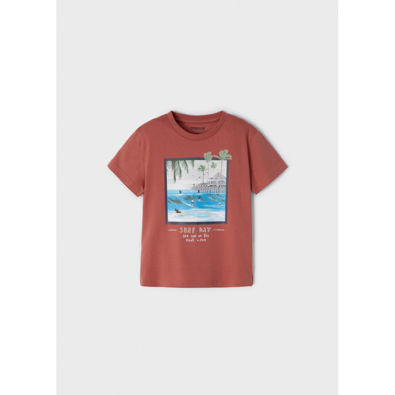 Тениска с морска щампа Surf Day, червена  348041
