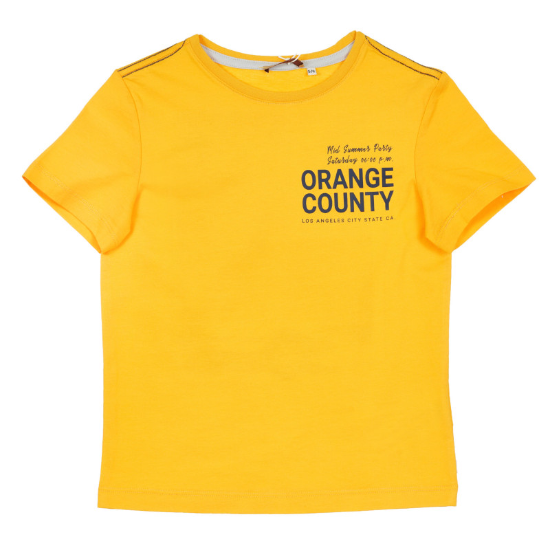 Памучна тениска с лейбъл, жълта  348172