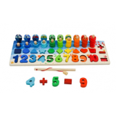 Дървена играчка -  дъска с цифри, рингове и риби WOODEN 348310 8