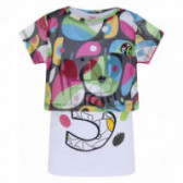 Удължена тениска от две части с къс ръкав с цветни щампи за момиче Tuc Tuc 34901 