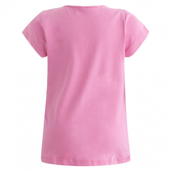 Памучна розова блуза с къс ръкав и надпис за момиче Tuc Tuc 34944 2