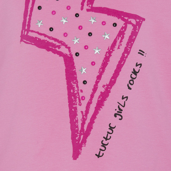 Памучна розова блуза с дълъг ръкав и стилна декорация в предната частза момиче Tuc Tuc 34948 3