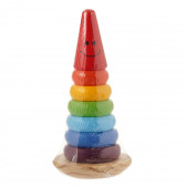 Дървена играчка - пирамида с рингове за подреждане WOODEN 350272 