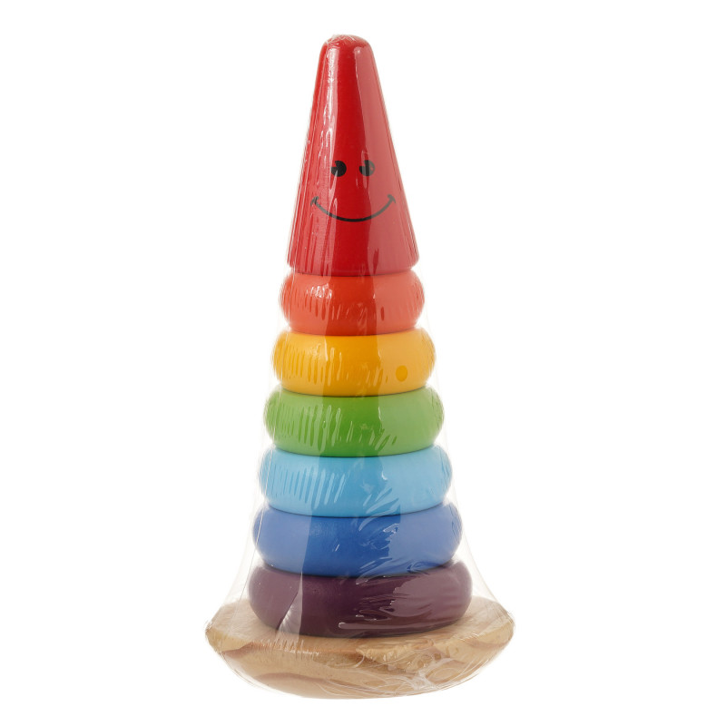 Дървена играчка - пирамида с рингове за подреждане  350272