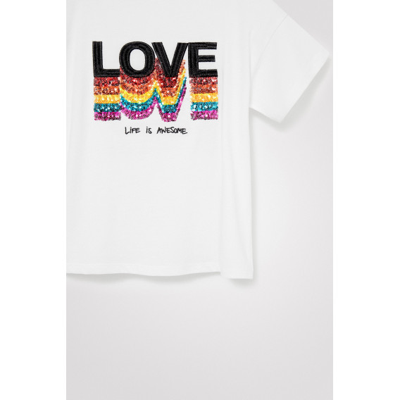 Блуза с къс ръкав Rainbow Love, бяла DESIGUAL 353557 3