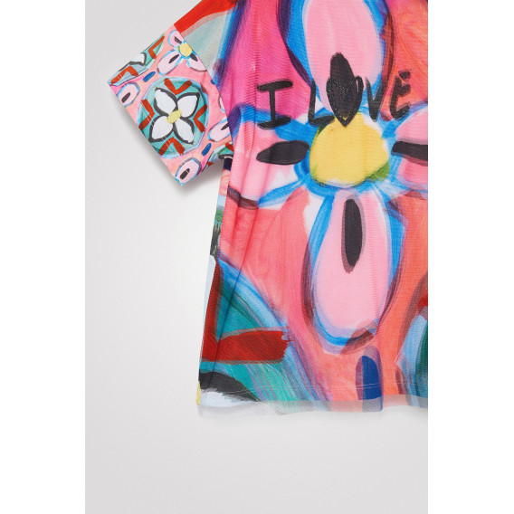 Блуза с къс ръкав и големи рисувани цветя, многоцветна DESIGUAL 353687 3