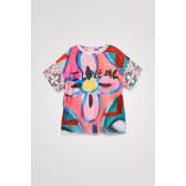 Блуза с къс ръкав и големи рисувани цветя, многоцветна DESIGUAL 353696 