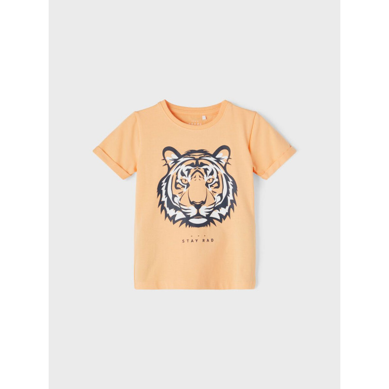 Блуза с къс ръкав с щампа глава на тигър, оранжева  357496