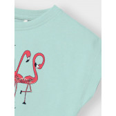Тениска със скъсена кройка Flamingo, мента Name it 357855 3