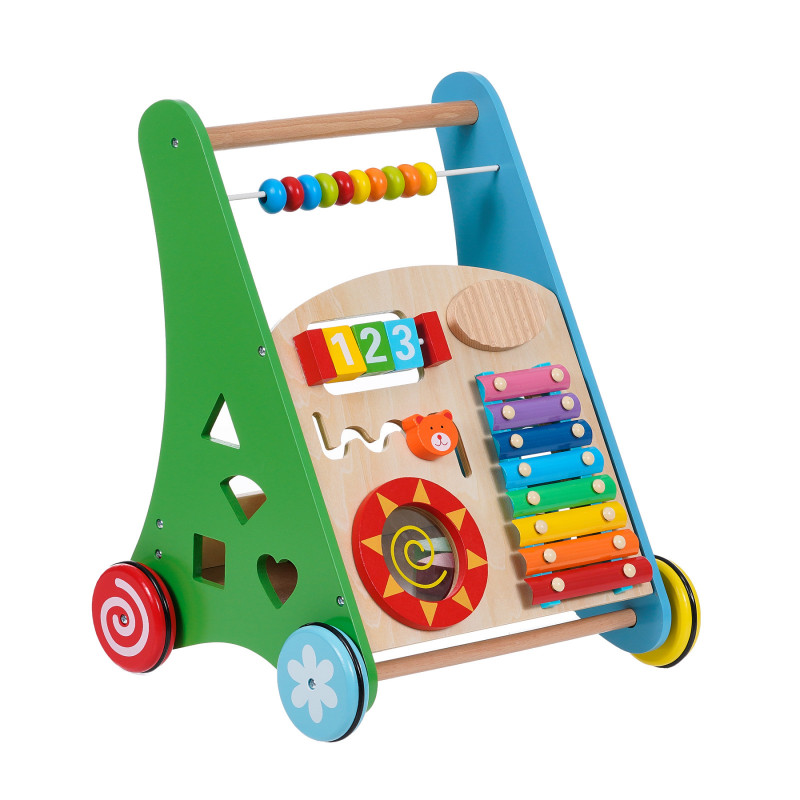Детска дървена играчка за бутане - проходилка с активности  359984