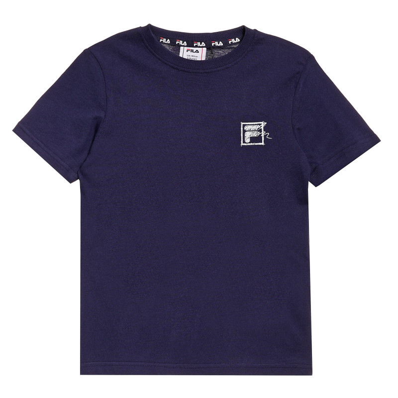 Тениска от органичен памук с логото на бранда, синя  360039