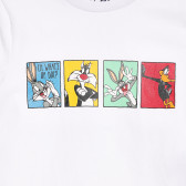 Памучна тениска с щампа Bugs Bunny и приятели, бяла Fila 360048 2