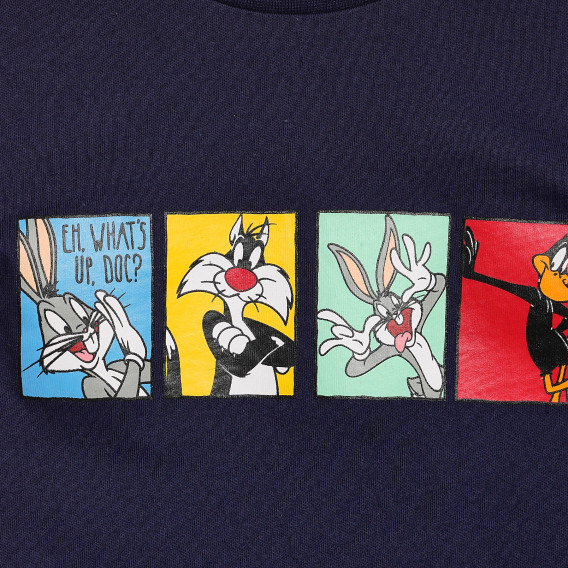 Памучна тениска с щампа Bugs Bunny и приятели, синя Fila 360052 2