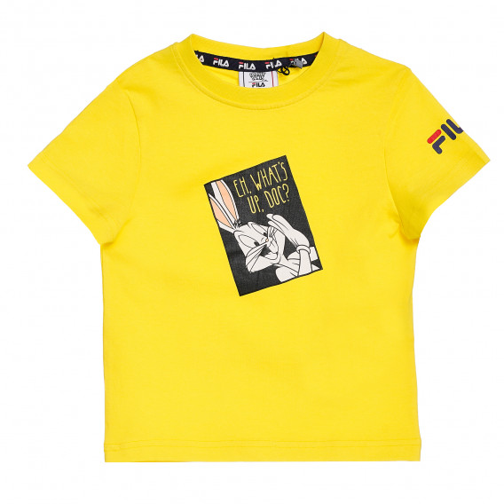 Памучна тениска с щампа Bugs Bunny, жълта Fila 360183 