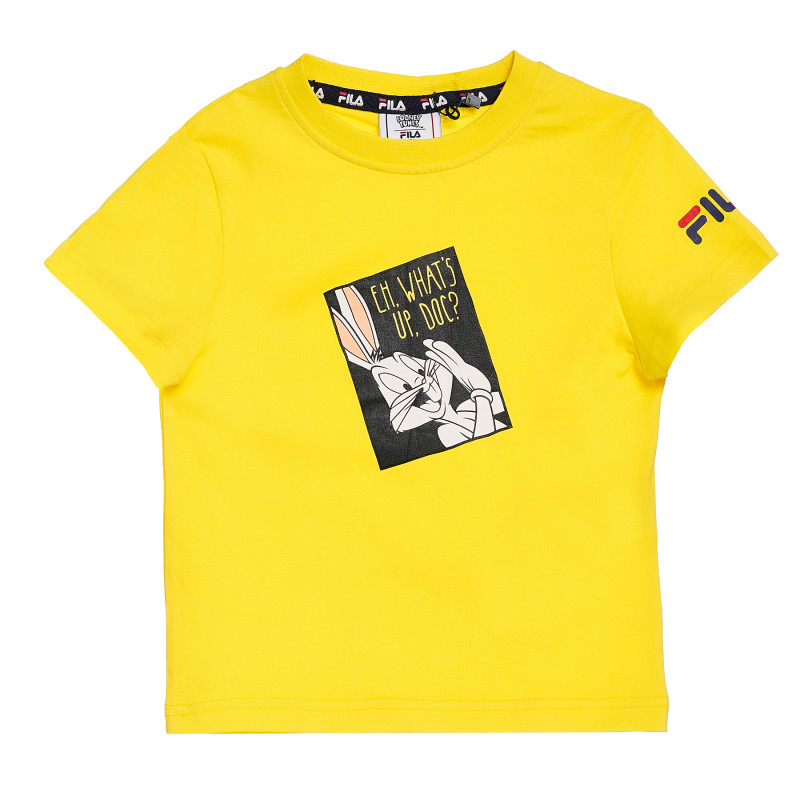 Памучна тениска с щампа Bugs Bunny, жълта  360183