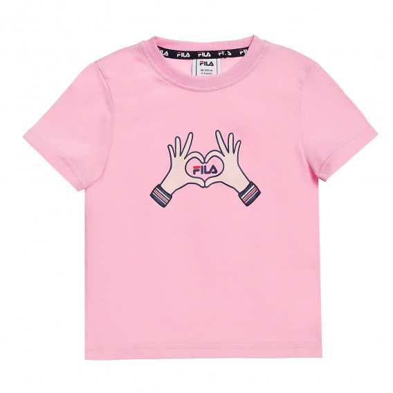 Тениска от органичен памук с щампа, розова Fila 360195 