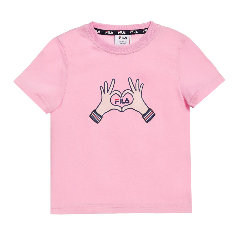 Тениска от органичен памук с щампа, розова  360195