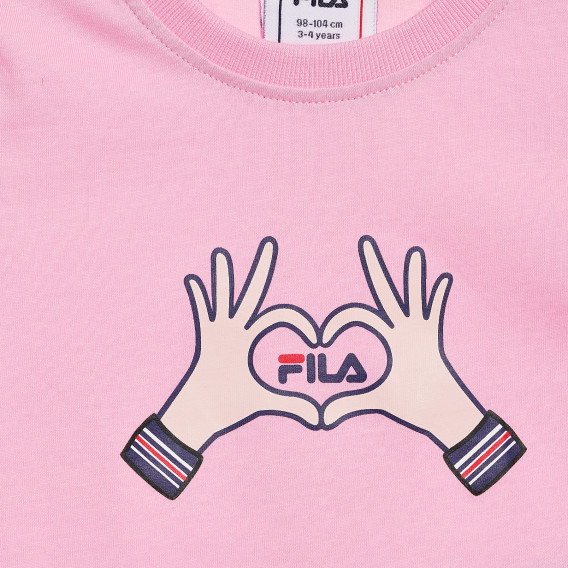 Тениска от органичен памук с щампа, розова Fila 360198 2