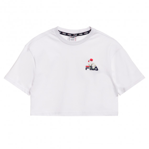 Къса тениска от органичен памук с логото на бранда, бяла Fila 360415 