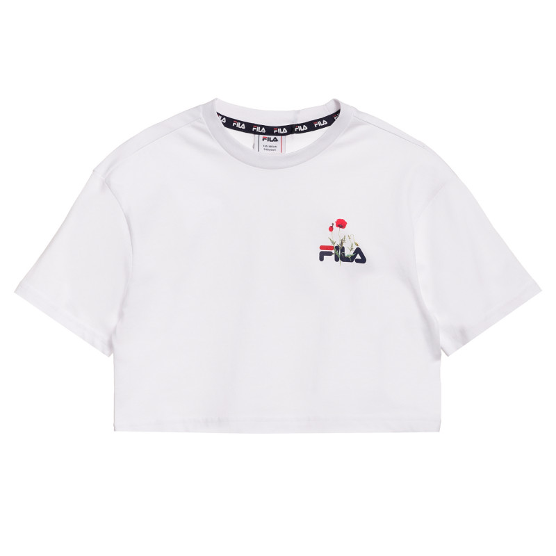 Къса тениска от органичен памук с логото на бранда, бяла  360415