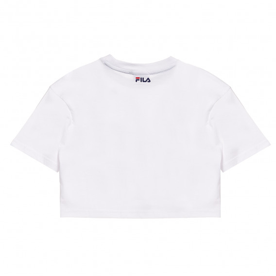 Къса тениска от органичен памук с логото на бранда, бяла Fila 360425 4