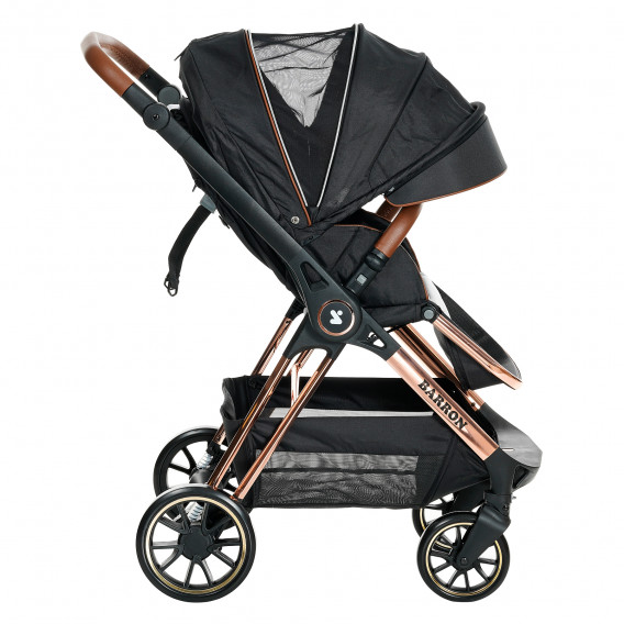 Детска количка Barron 3 в 1, черна с галванизирана алуминиева рамка ZIZITO 361229 36