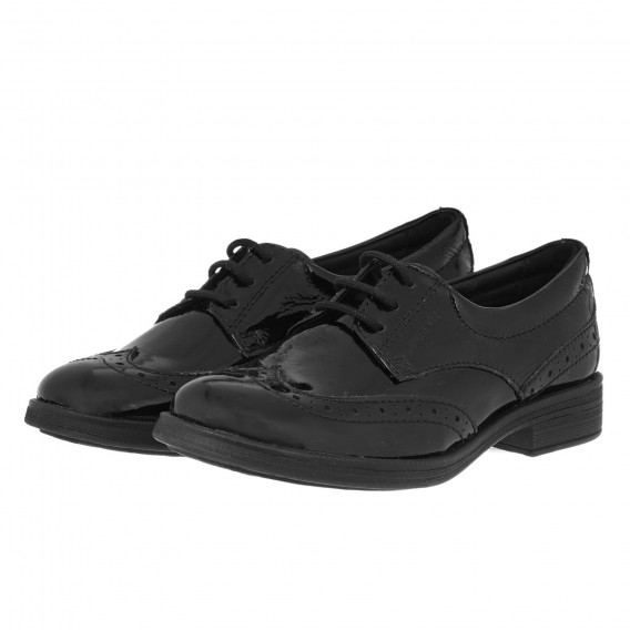 Елегантни лачени обувки с връзки, черни Geox 361501 2