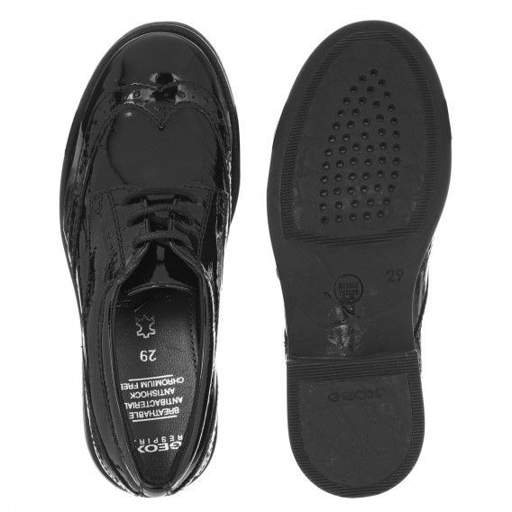 Елегантни лачени обувки с връзки, черни Geox 361503 4