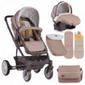 Комбинирана детска количка S 500 Set Beige&Yellow Happy Family 3 в 1, кафява Lorelli 36228 