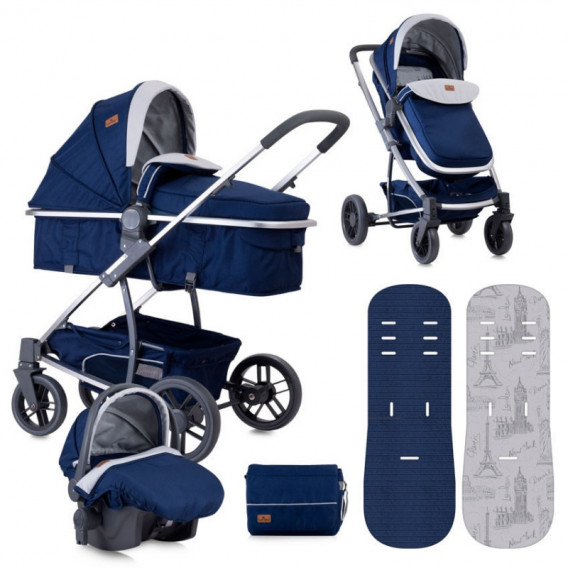 Комбинирана детска количка S 500 Set Blue Travelling 3 в 1, синя Lorelli 36253 
