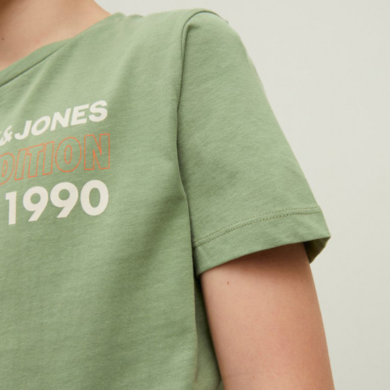 Памучна тениска с надпис Expedotion, зелена Jack & Jones junior 362648 6