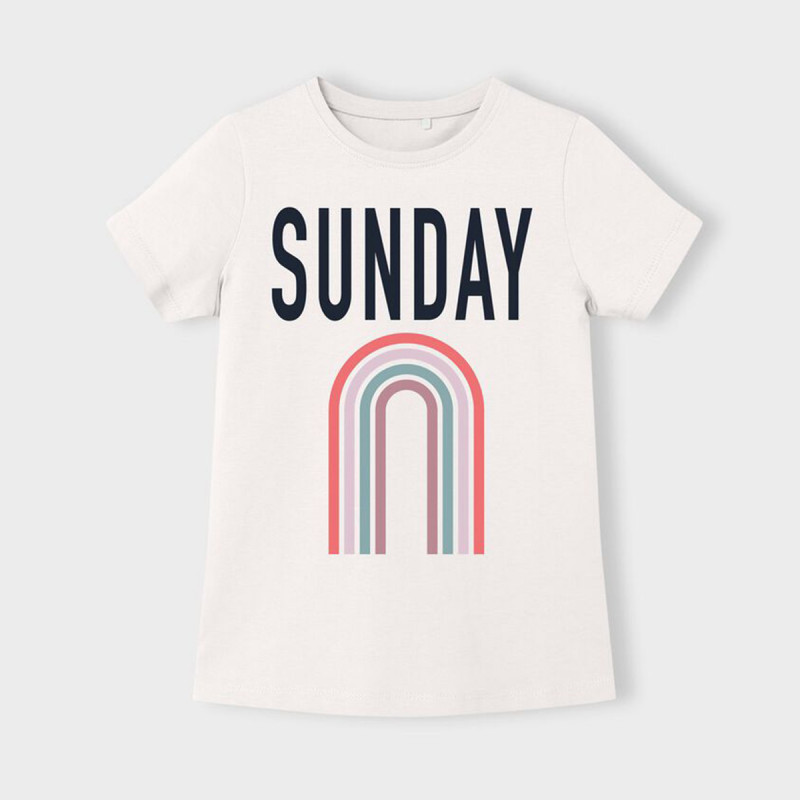 Тениска с надпис Sunday, бяла  362867