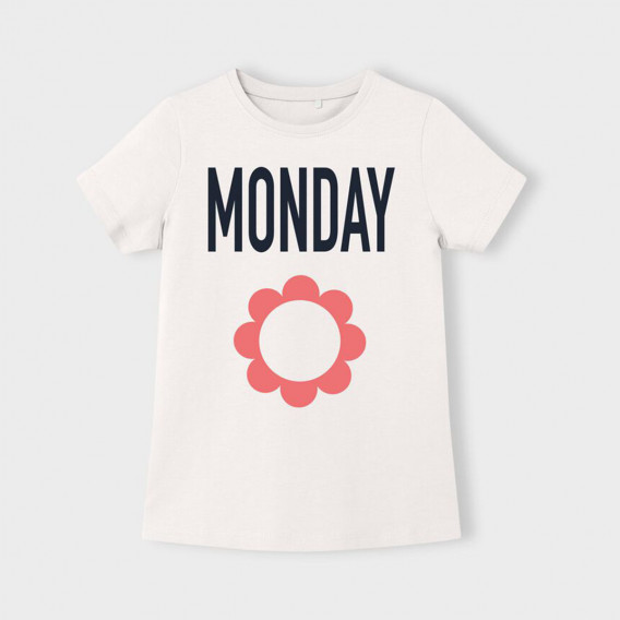 Тениска с надпис Monday, бяла Name it 362868 