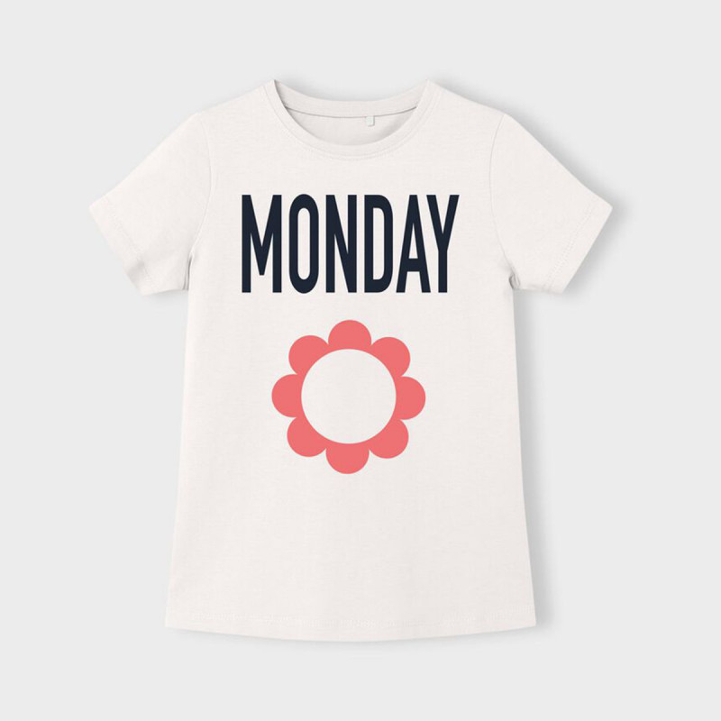 Тениска с надпис Monday, бяла  362868