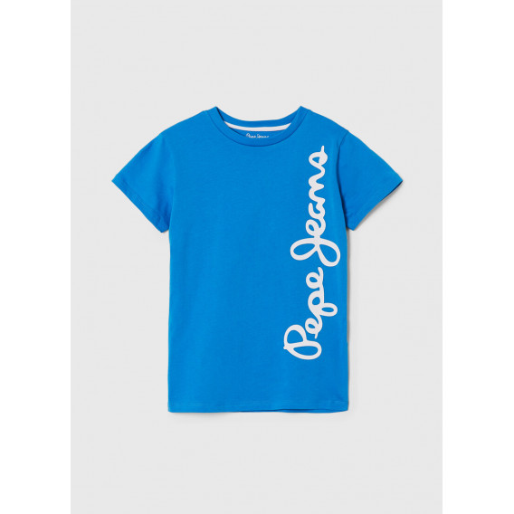 Тениска със страничен надпис, небесносиня Pepe Jeans 363360 