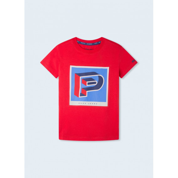 Тениска с геометрична щампа, червена Pepe Jeans 363362 