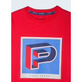 Тениска с геометрична щампа, червена Pepe Jeans 363364 3