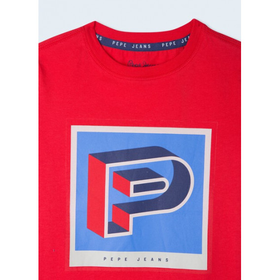 Тениска с геометрична щампа, червена Pepe Jeans 363364 3