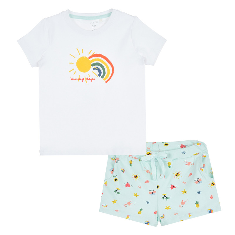 Комплект тениска и къси панталонки Sunny days от органичен памук  363400