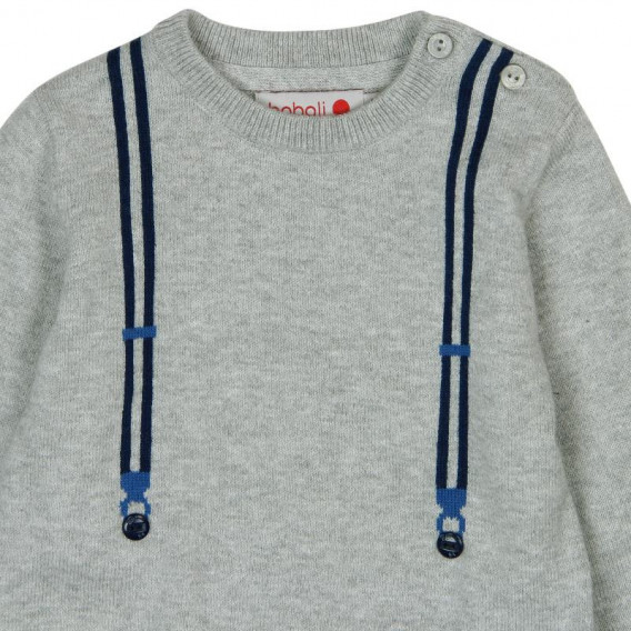 Пуловер с вплетена декорация имитираща тиранти за момче Boboli 3640 3