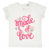 Памучна тениска с розови акценти за бебе, бяла Chicco 364282 5