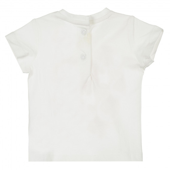 Памучна тениска с розови акценти за бебе, бяла Chicco 364285 8