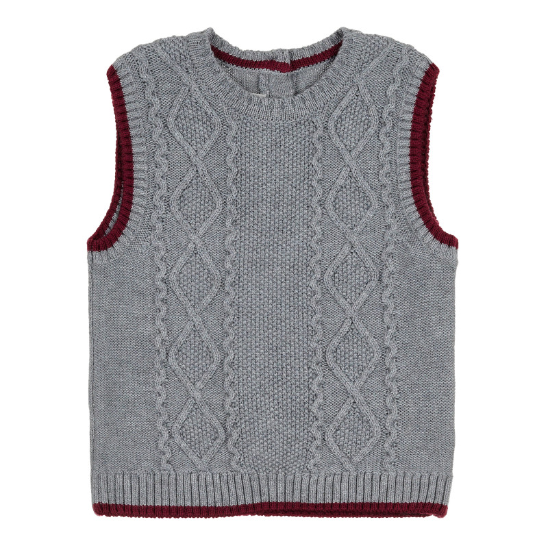 Пуловер-жилетка с декоративна плетка и кант  364823