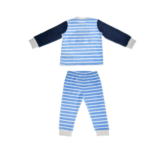 Памучна пижама на райе за момче в син цвят с принт  Chicco 36557 2