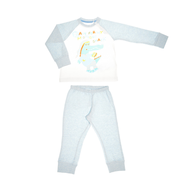 Памучна пижама Chicco за момче в светло сив цвят с принт  36561
