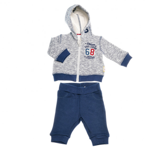 Памучен комплект суитшърт и панталон за бебе за момче син Chicco 36595 