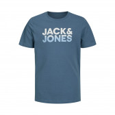 Памучна тениска с щампа логото на бранда, светлосиня JACK&JONES JUNIOR 366349 