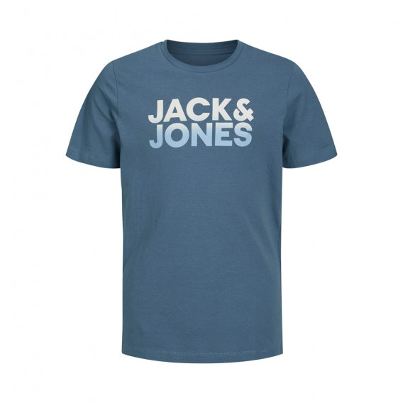 Памучна тениска с щампа логото на бранда, светлосиня JACK&JONES JUNIOR 366349 