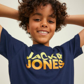 Памучна тениска с щампа логото на бранда, тъмносиня JACK&JONES JUNIOR 366352 5